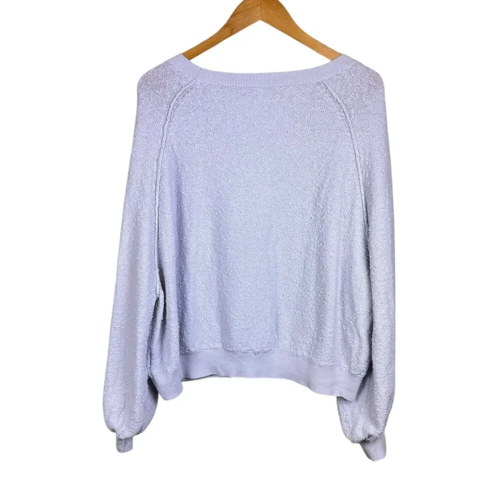 Free People S Lilac Purple Textured Cozy Relaxed Fit Long Sleeve Knit Pullover